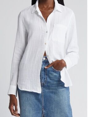 Rails Classic White Button-Up Gauze Shirt NWT